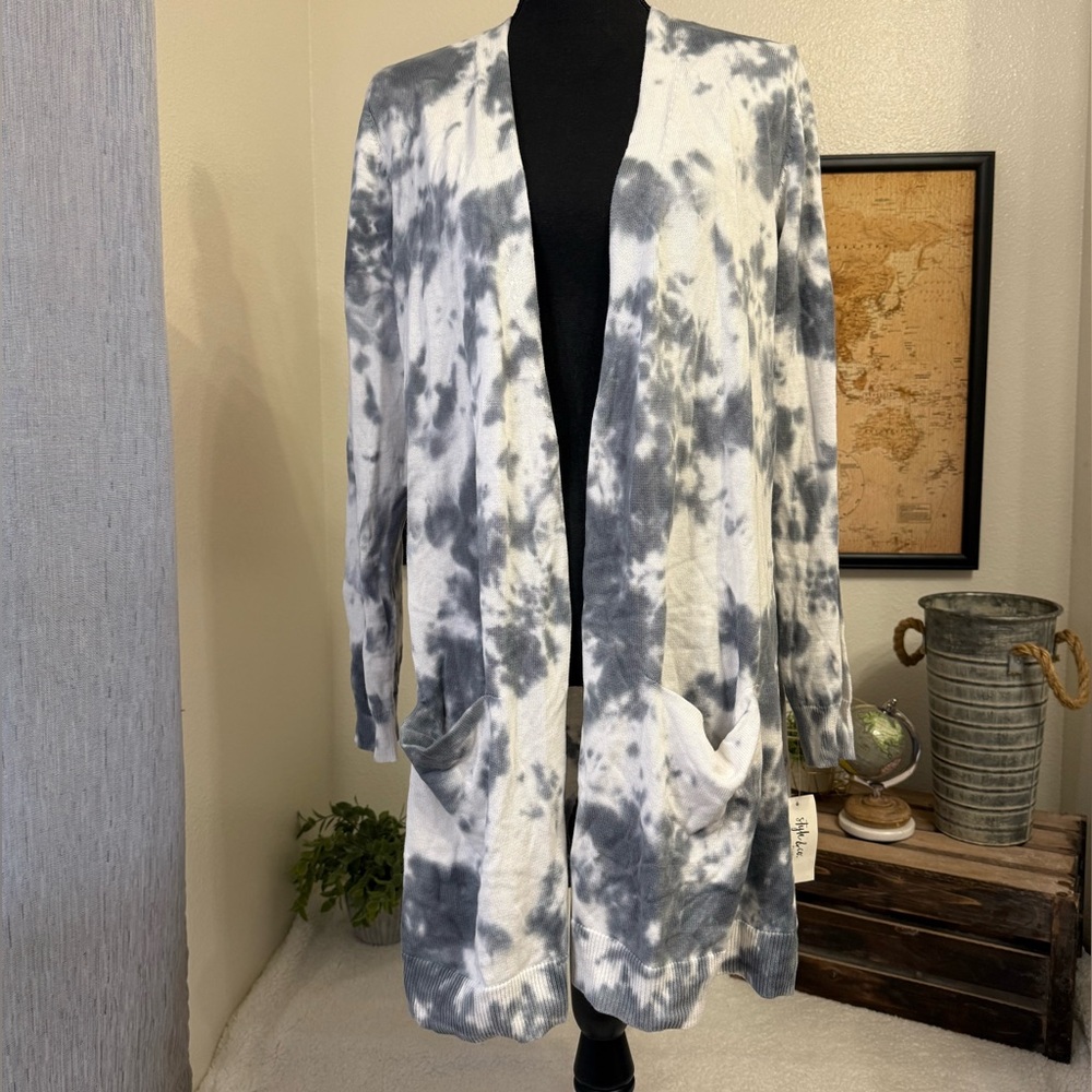 Style & Co long open tie dye cardigan 1X